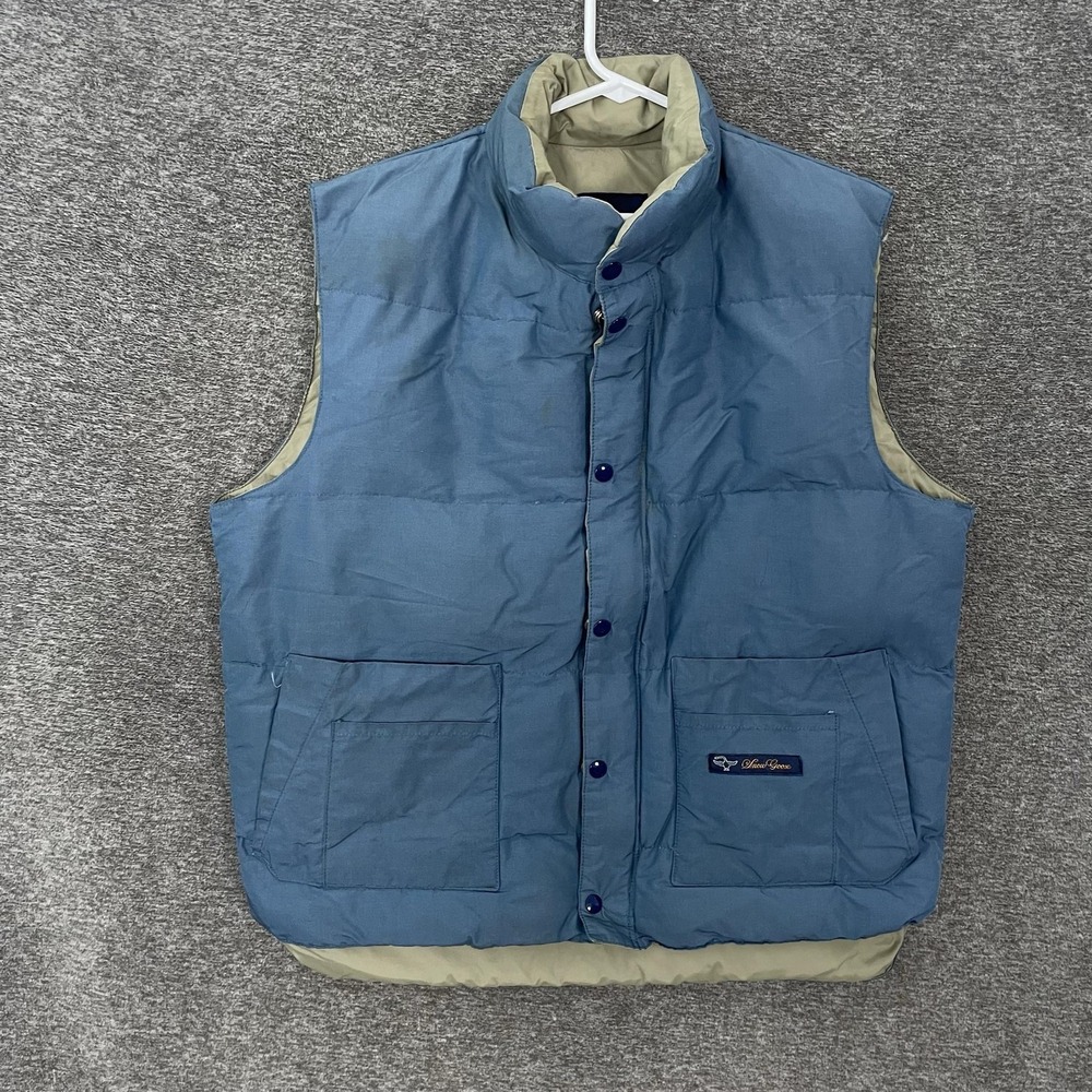 Vintage Snow‎ Goose by Canada Goose Vest Mens Large Blue Down Puffer Canvas